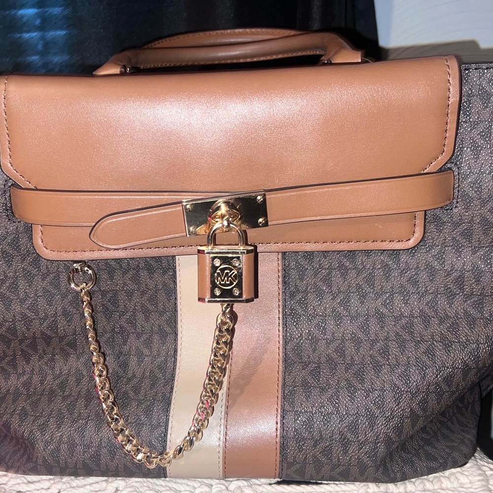 Michael Kors Brown and Cream Satchel